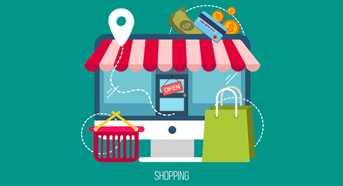 Concept of Online Shopping in Flat Design